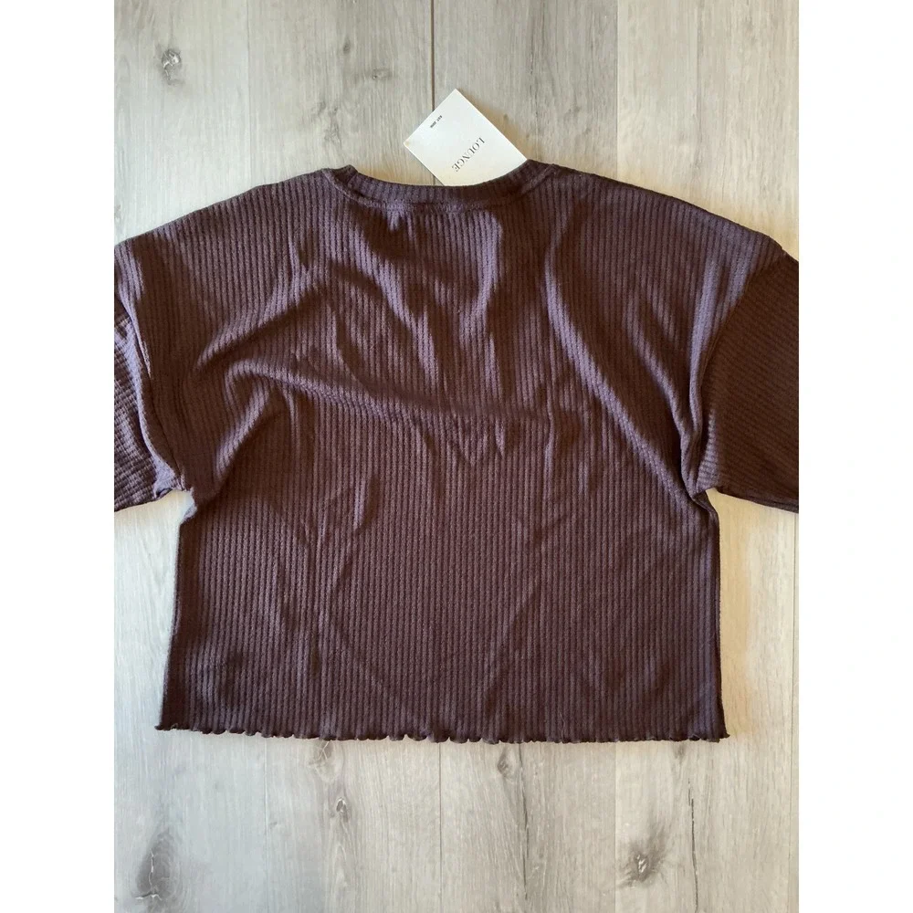 Lounge Soft Waffle Pyjama Top Chocolate‎ Large New With Tags